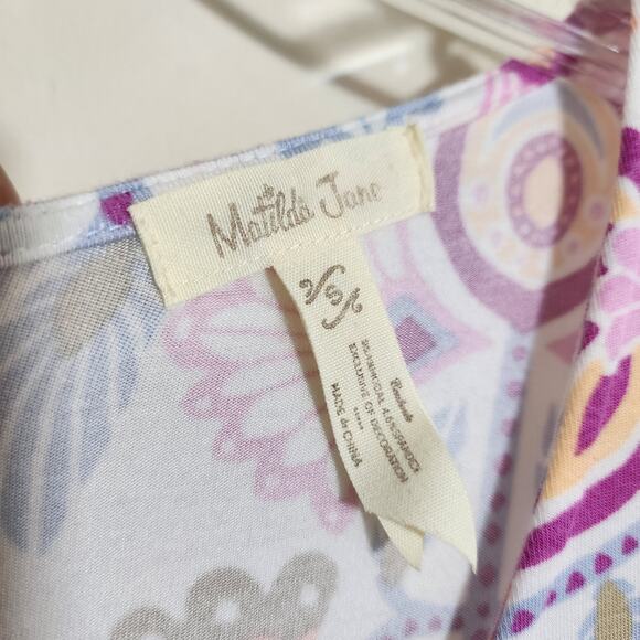 Matilda Jane breath deeply floral print tiered tie back swing tank top woman's S - Picture 3 of 9